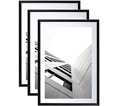 Innova Lot de 3 Cadres Photo A4 (21x29.7 cm) (Noir) Vitre en plexi