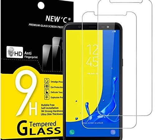 NEW'C Lot de 2, Verre Trempé pour Samsung Galaxy J6 2018 (SM-J600F) Film Protection écran sans Bulles d'air Ultra Résistant (0,33mm HD Ultra Transparent) Dureté 9H Glass