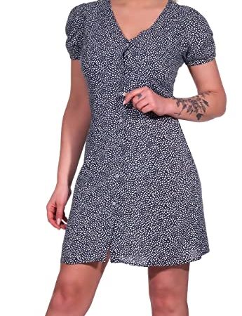 ONLY Onlnova Life S/S Lucy Dress AOP PTM Robe pour femme, Bleu nuit, M