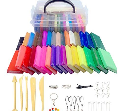 Xrten Pâte Polymère, 32 Couleurs Pâte À Modeler Non Toxique DIY Pâte Craft Kit Outils de Modélisation, L'accessoire