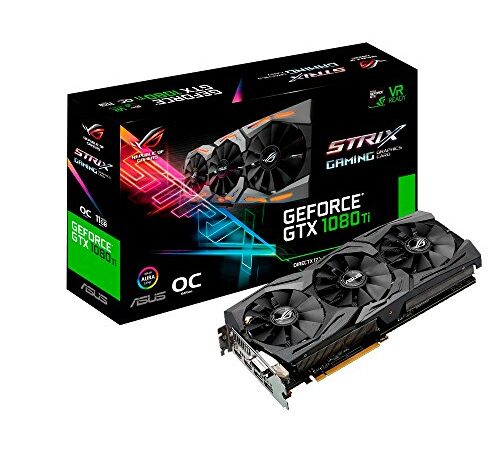 ASUS ROG-STRIX-GTX1080TI-O11G-GAMING GeForce GTX 1080 Ti 11 Go GDDR5X - Cartes graphiques (GeForce GTX 1080 Ti, 11 Go, GDDR5X, 352 bit, 7680 x 4320 pixels, PCI Express 3.0)