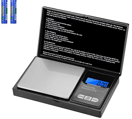 Casavello Smart Weigh Balance de Precision, 500g/0.01g Balance de Poche avec Écran LCD, Balance de Précision avec Fonction de Tare, Acier Inoxydable