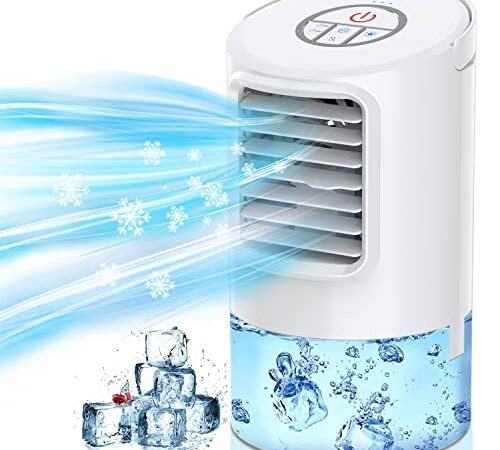 Climatiseur Mobile 400ML, 3 en 1 Climatiseur Portable / Ventilateur / Humidificateur, Mini Climatiseur à faible consommation, Refroidisseur d'air personnel 3 Modes de Vent / 2 Réglages de Minuterie