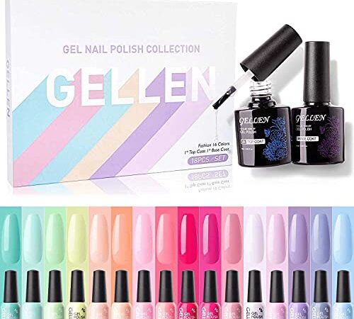 Gellen Vernis Semi Permanent - 18pcs Lot Manucure 16 Couleurs Plus Top Base Vernis à Ongles Vernis Gel UV LED Nail Polish Vernis Soak Off Lot Couleurs Vives De Néons