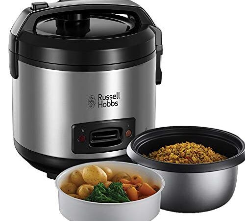 Russell Hobbs Cuiseur Riz 2800g, Panier Vapeur, Couvercle Verrouillable, Maintien au Chaud, Bol Antiadhésif Amovible - 27080-56 (Exclusivité Amazon)