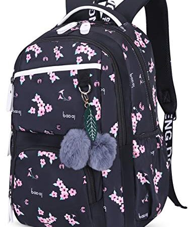 Sac à Dos Femme College Scolaire Sac Toile Sac à Dos Sac École Ado Fille Cartable Collège Sac d'école (Noir)