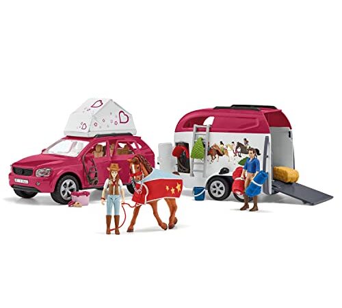 Schleich 42535 Grand Voyage équestre en Voiture + remorque (Horse Club) Multicolore