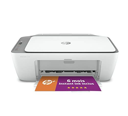 HP DeskJet 2720e Imprimante tout en un - Jet d'encre couleur – 6 mois d’Instant Ink inclus avec HP+ (Photocopie, Scan, Impression, Wifi)