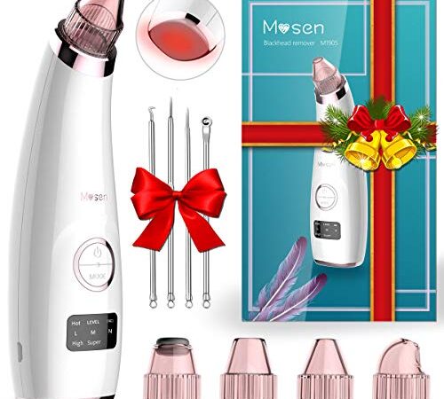 Mosen Aspirateur Point Noirs Visage, Extracteur de Comédons Professionnel Appareil Peau Vacuum Nettoyant Pores Rechargeable, écran et 5 Têtes pour éliminer Les Blackheads, Boutons, Graisse