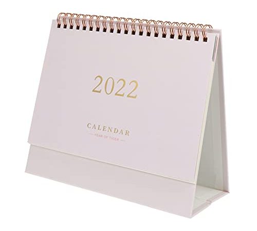 STOBOK 2022 Calendrier de Bureau Stand Up Bureau Année Calendrier Table Papier Calendrier Quotidien Planificateur Mensuel Pages Chevalet Calendrier (Beige)