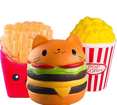 ZhengYue Jouets Spongieux Mignon Kawaii Doux Squishy Simulation Hamburger Frite Crème Glacée Jouet Slow Rising pour Enfants Adultes Soulage Stress Anxiété Décoration