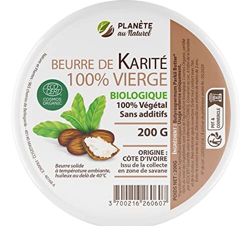 Beurre de Karité 200 g - Biologique - 100% vierge - 100% végétal - sans additifs - Non raffiné