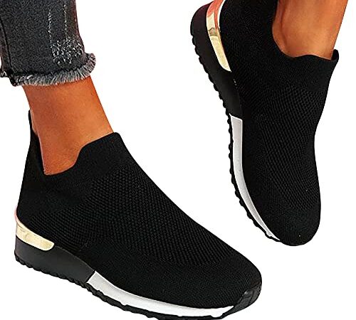 2023 Baskets à Compensés pour pour Femmes de Grande Taille pour Chaussettes en Rocking Casual Running Chaussures Sport Femme De Running Basket Chaussure De Travail Course Respirantes Sneakers