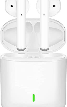 Écouteurs Bluetooth 5.0, Casque sans Fil,Écouteurs sans Fil, Microphone intégré et étui de Chargement, réduction de Bruit stéréo 3D HD pour Casques Apple Airpods/Android/iPhone