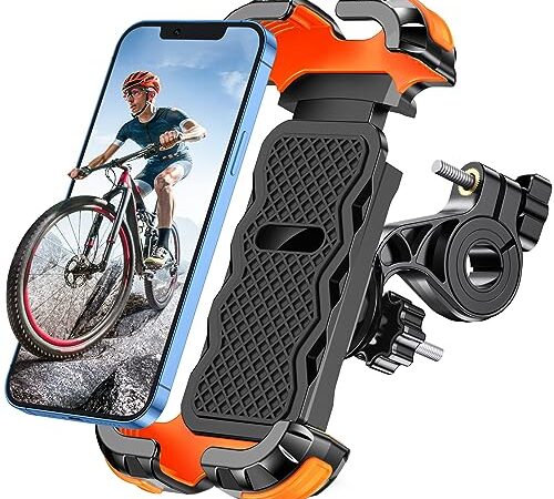 Glangeh Support Telephone Velo, [Verrouillage Sécurisé] Installation Rapide Anti-Chute Support Telephone Moto 360° Rotation, Compatible avec iPhone 14/13 Pro Max et Autres Smartphones de 4.7”-6.8”