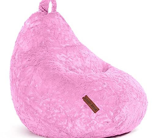 Green Bean© Pouf en Peluche 60x45x45cm - Pouf intérieur avec Remplissage 120L EPS Perles Doux et Lavable - Bean Bag Coussin de Sol Lounge Chair Pouf - Rose