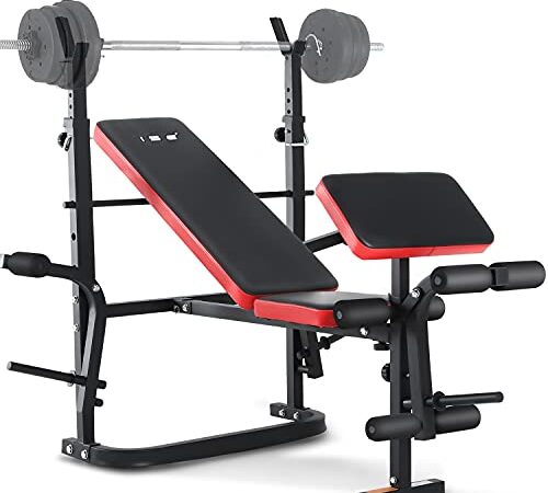 ISE Banc Musculation Complet Multifonction, Bancs de Musculation Réglables Pliable Inclinable Fitness Pour Entrainement Complet, Banc Musculation Complet SY-5430B