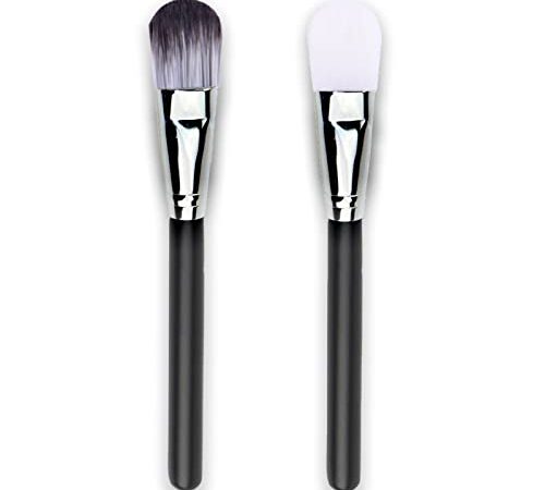 IZyufan Pinceau Fond de Teint, [2 Pcs] Pinceau de Maquillage Professionnel pour Maquillage du Visage, Foundation Brush, Pinceau Masque pour le Mélange Liquide, Crème ou Poudre Cosmétique Sans Défaut