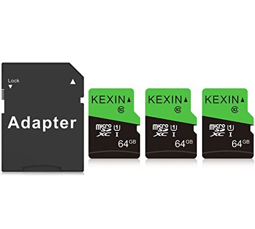 KEXIN 64Go Carte Micro SD Lot de 3 Cartes Mémoire MicroSD 64 Go UHS-I U1 C10 Carte MicroSDXC 3 Pièces Micro SDXC Carte TF pour Drone, Dash Cam, Caméra de Sport, Caméra de Surveillance, Smartphone