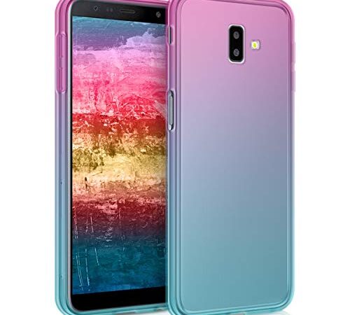 kwmobile Coque Compatible avec Samsung Galaxy J6+ / J6 Plus DUOS - Coque Souple en Gel Silicone - Dégradé Transparent -Fuchsia-Bleu-Transparent