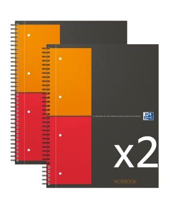 Oxford Lot 2 Cahiers International Notebook A4+ Petits Carreaux 5mm 160 Pages Reliure Intégrale Couverture Carte Gris