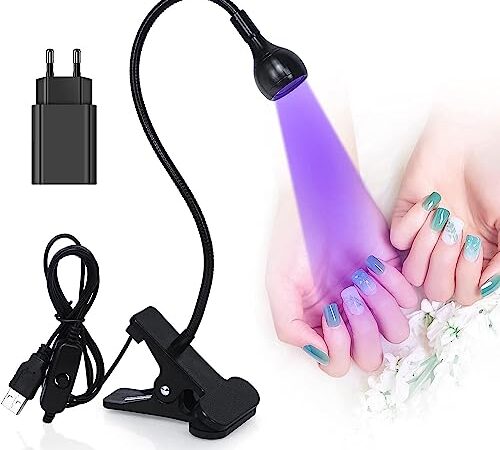 Phomanttonary 3W Lampe UV Led Lamp de polymérisation de Colle UV avec Tête Ajustable, Lampe de Colle UV Ultraviolette pour Convient pour la manucure doigts secs