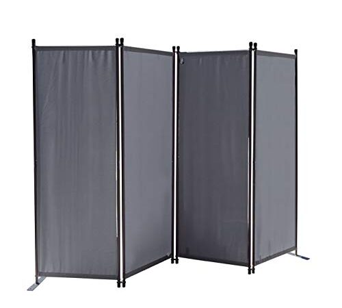 QUICK STAR Paravent 220 x 165 cm Séparateur de tissu Jardin en 4 parties pliable Balcon Écran de confidentialité partition Gris