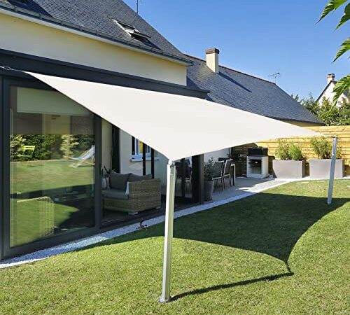 Sunnylaxx 3x4m Crème Voile d’ombrage Rectangulaire, Toile Imperméable Une Protection des Rayons UV à 95%, Voile Ombrage pour en Plein air, Jardin & Terrasse