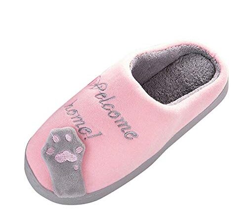 Susenstone Pantoufles Femmes Hiver Maison Chat de Bande Dessinée Antidérapant Chaud Intérieur Chambre Plancher Chaussures D'hiver Confortable Mousse à Mémoire Chaussons de Maison Chaud Mules