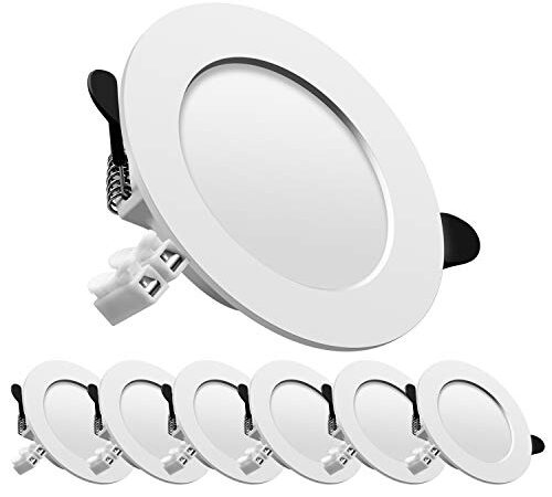 Tofisr LED spot encastré, extra plat, encastré lampe plafonnier plat rond,7W 700lumen equivalent 70W incandescence, AC175-265V, blanc froid, pour salle de bain, salon, Lot de 6