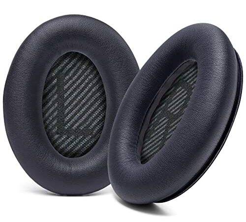 WC Coussinets améliorés pour écouteurs Bose QC35 et QC35ii (QuietComfort 35) par Wicked Cushions – Cuir Souple, Mousse à mémoire de Forme Luxueuse, épaisseur Accrue, durabilité Accrue | Noir