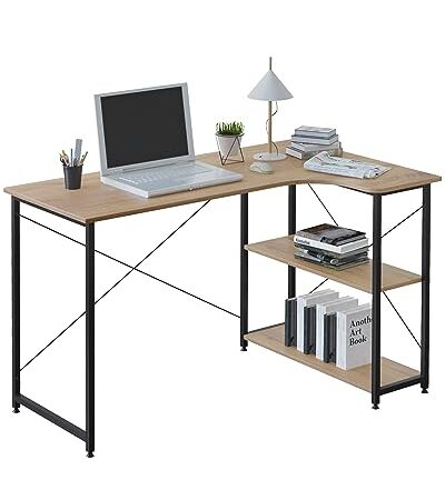 WOLTU TSB06hei Table d'ordinateur Table de Bureau Table de Travail en aggloméré et Acier,Environ 120x74x71,5 cm,12,8kg Noir+Nature