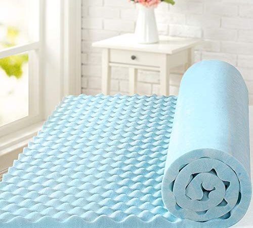 Zinus Swirl Surmatelas Mousse à Mémoire de Forme et en Gel Refroidissant | Bonne Circulation de l’Air | Soulagement des Tensions | 140 x 190 cm | Certifié OEKO-TEX | pour Matelas, Lit et Canapé