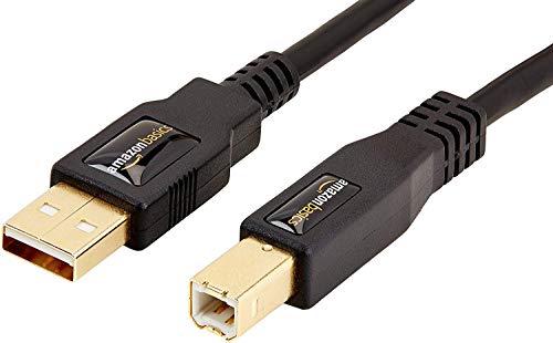 Amazon Basics Cable 2.0 USB-A a USB-B macho con conectores dorados (1,8 m), 6 feet, Negro Pour Imprimante