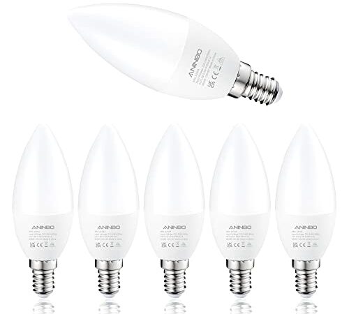 ANINBO Ampoules E14 LED,5.5W Équivalent Ampoule à incandescence 40W, Blanc Chaud 3000K 470lm AC 220-240V Non Dimmable Sans Scintillement,Lot de 6 [Classe énergétique F]