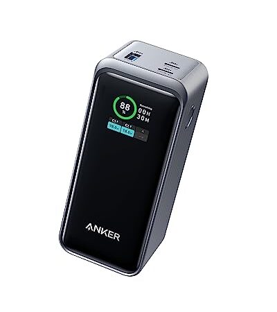 Anker Prime Power Bank, Chargeur Portable 20 000 mAh avec Sortie 200 W, Affichage numérique Intelligent, 2 USB-C et 1 USB-A Compatible avec Les iPhone 14/13, Samsung, MacBook, Dell, etc.