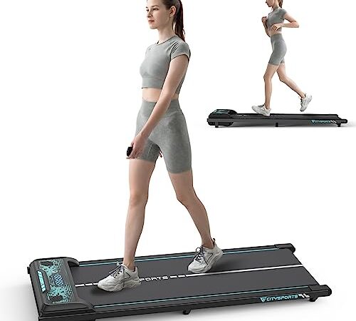 CITYSPORTS Tapis de Course électrique, 440W Tapis de Marche avec télécommande, Bluetooth et de LED, Vitesse réglable, Parfait pour Une Utilisation à Domicile ou au Bureau (Black & Blue)