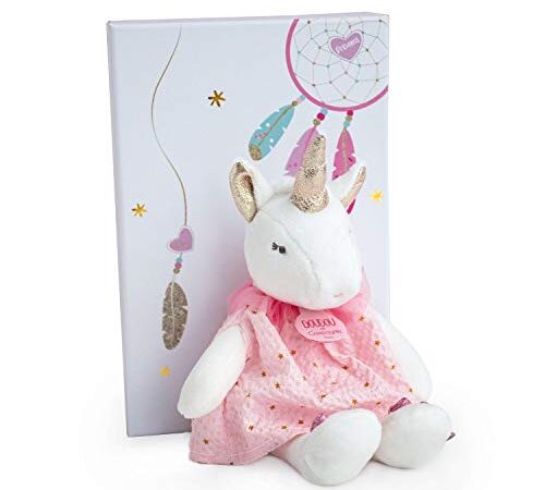 Doudou et Compagnie - Doudou Attrape-Rêves - Licorne - Boite Cadeau - Rose - 20 Cm - Doux - Idée Cadeau de Naissance Fille et Garçon - Garantie Doudou Perdu - DC3539