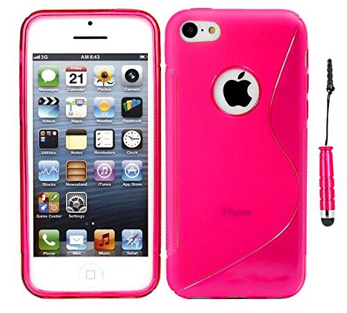 ebestStar - Coque Compatible avec iPhone 5C Apple Etui Housse Silicone Gel TPU Souple Motif S-Line + Mini Stylet, Rose [Appareil: 124.4 x 59.2 x 9mm, 4.0'']