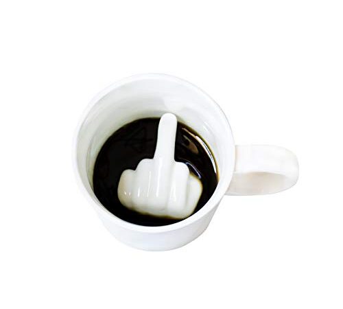 I-TOTAL® - Tasse en céramique thé/café avec dessins 3D intérieurs 9 x 8,5 x 9 cm (MIDDLE FINGER)