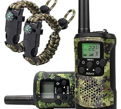 Jouets Garçon 4-12 Ans Talkie Walkie Enfants 8 Canaux Radio Bidirectionnelle avec LCD Lampe pour Aventure Camping Jouet Exterieur Anniversaire 5 6 7 8 Ans Cadeau Garçon