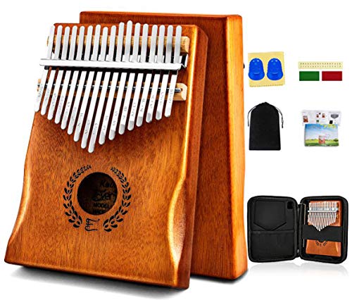 Kalimba Thumb Piano 17 Keys, Portable Mbira Finger Piano w/Protective Case, Fast to Learn Songbook, Tuning Hammer, All in One Kit (17keys, Natural)