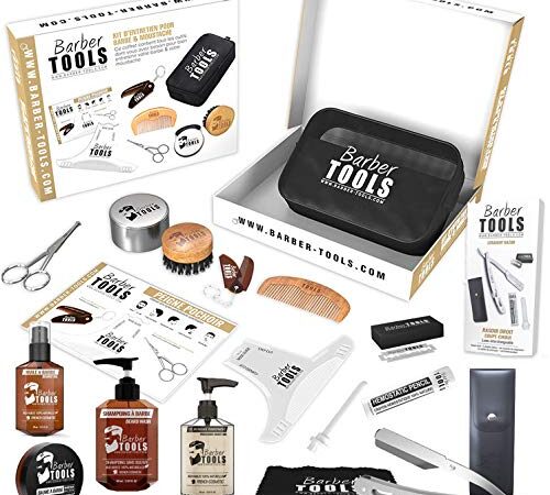 Kit/Set/Coffret d'entretien et de soin pour barbe et rasage. Avec Soin de barbier | Cosmetique Made in France ✮ BARBER TOOLS ✮