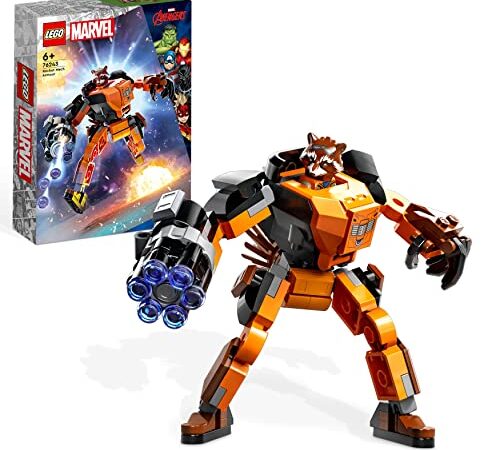 LEGO 76243 Marvel Lâ€™Armure Robot De Rocket, Figurine Gardiens De La Galaxie, Jouet Raton Laveur, Avengers, Idée De Cadeau Ã€ Collectionner pour Enfants