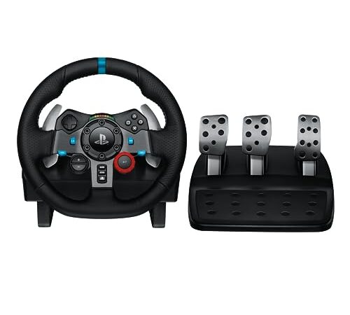 Logitech G29 Driving Force Volant de Course avec Pédales, Retour de Force Réaliste, Palettes Volant en Acier Inoxydable, Volant en Cuir, Rotation du Volant à 900°, Prise EU, PS5, PS4, PC, Mac - Noir