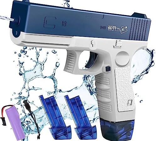 OSDUE Pistolet à Eau Electrique Jouet, Pistolet à Eau Automatique pour Enfants Adultes, Jouet de tir à Eau, Batterie Rechargeable par USB, avec Deux Réservoirs d'eau, pour Jardin Herbe Plage Piscine