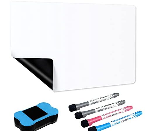 Relota A3 Tableau Blanc Magnetique, Film Réfrigérateur Magnétique avec 4 Stylos Marqueurs Et Effaceur, Effaçable à Sec Tableau Aimanté Frigo pour Mémo, Plannings de Repas, Notes, Cuisine Liste