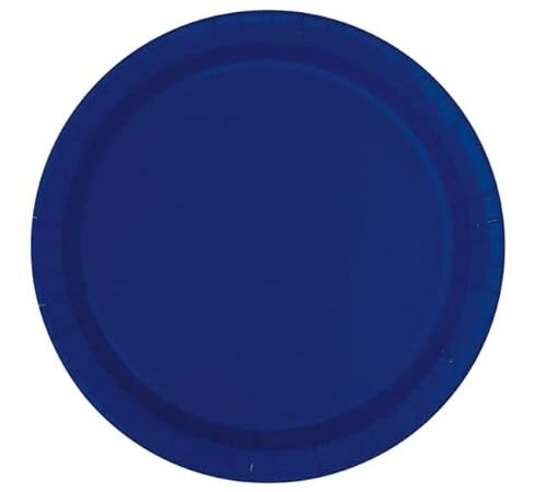 Unique- Assiettes en Carton Écologiques-23 cm-Couleur Bleu Marine-16 Pièces (Lot de 1), 30949EU, Navy Blue